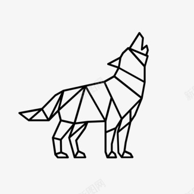 狼图案折纸图标图标