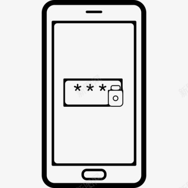 手机屏幕上的密码保护符号安全性电话集图标图标