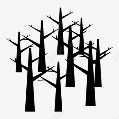 森林冬天树木图标图标