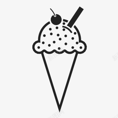 加冰甜点冰淇淋筒标志推迟图标图标