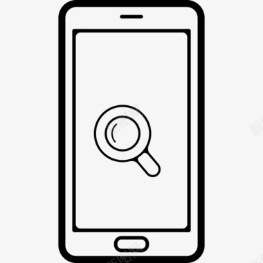 手机屏幕上的放大镜搜索界面符号电话集图标图标
