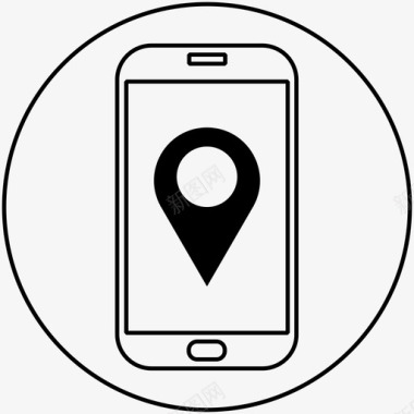 白色冰晶手机地图pin智能手机白色手机图标图标