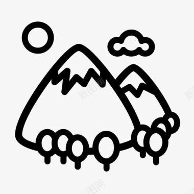 高山白雪皑皑山脉图标图标