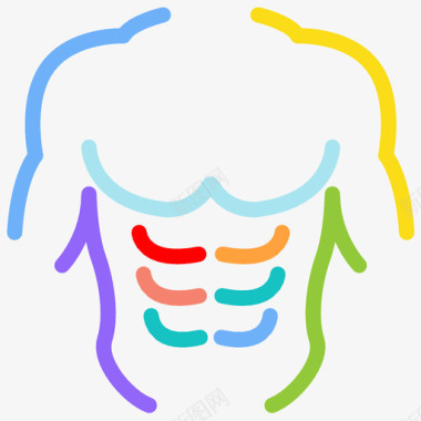 男性躯干六块腹肌标记图标图标