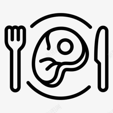 食品和餐厅牛排牛菜图标图标