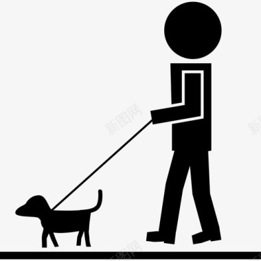 带着宠物狗和绳子散步的人学术2图标图标