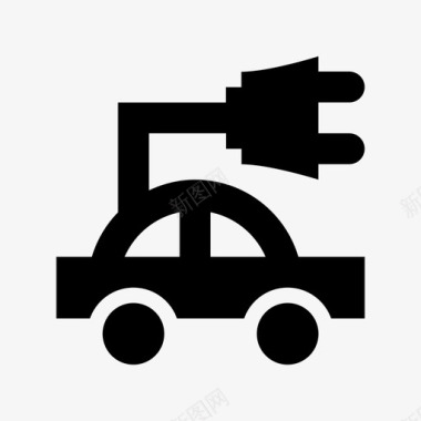 电动汽车充电汽车插电式电池图标图标