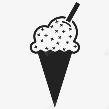 夏天冰淇淋筒香草夏天图标图标
