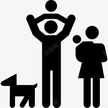 狗父母有两个孩子和一条狗的家庭团体人们家庭偶像图标图标