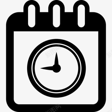 循环带有循环时钟符号界面日历图标的日历页面图标