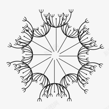 风吹矢量蒲公英蒲公英图标图标