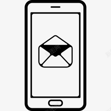 打开手机屏幕上的电子邮件信封符号工具和用具电话集图标图标