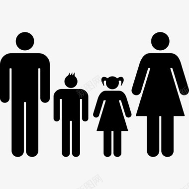 夫妇熟悉的四对异性恋夫妇的父亲和母亲带着他们的儿子和女儿在他们中间是人们家庭的偶像图标图标