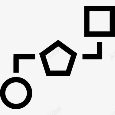 由线界面块格式连接的三个几何图形的块格式图标图标