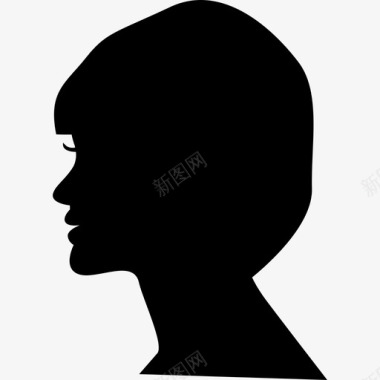 图标剪影女性头部侧视剪影人物发廊图标图标