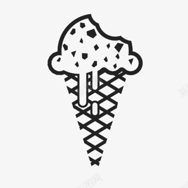 冰淇淋蛋卷香草巧克力片甜的图标图标