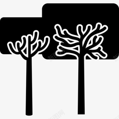 树木一对长方形的树叶形状自然树的图标图标