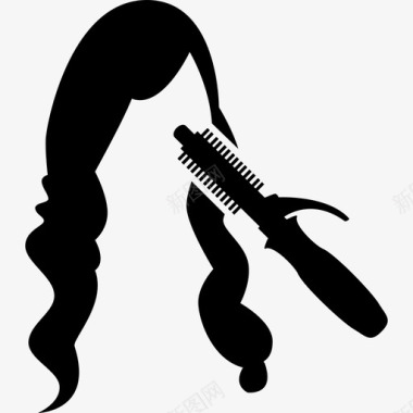 长发和卷发器工具和用具发廊图标图标
