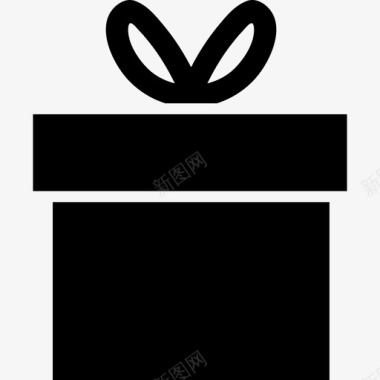礼品盒轮廓顶部有丝带蝴蝶结形状图标图标