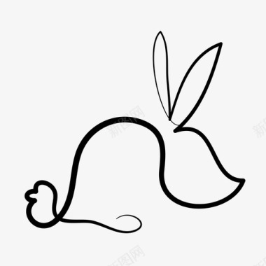 松柏兔子动物棉尾巴图标图标