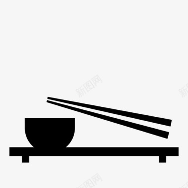 日式碗和筷子寿司银器图标图标