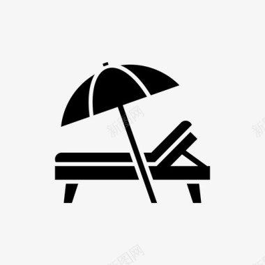 雨伞躺椅沙滩椅子图标图标