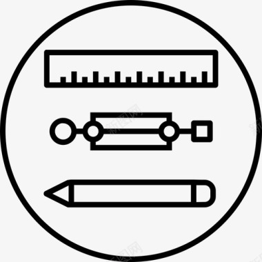 铅笔线素描工具文具学校图标图标