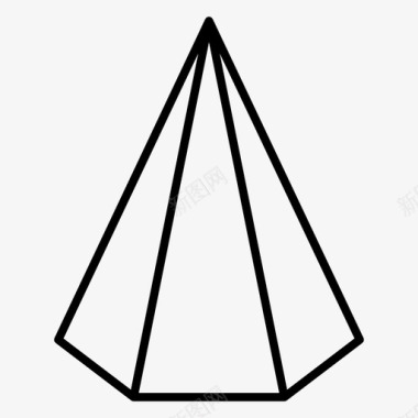 六角形金字塔圆锥形技术图纸图标图标