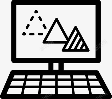 手绘计算机三角形计算机桌面图标图标