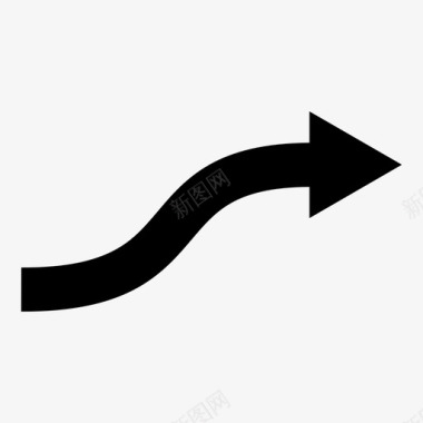 移动曲线箭头右此方向路线图标图标