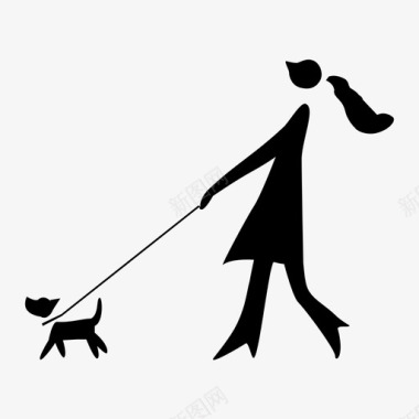 一个带着狗的女孩建筑人图标图标