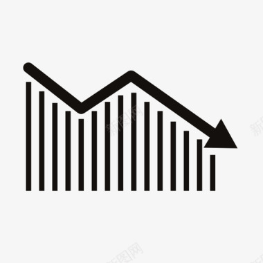 灰色箭头图表下跌箭头预算图标图标