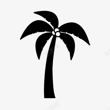 海滩旅游用品棕榈树海滩椰子图标图标