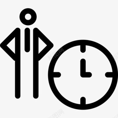 有一个巨大的时钟轮廓在一个圆圈里的人业务seopack图标图标