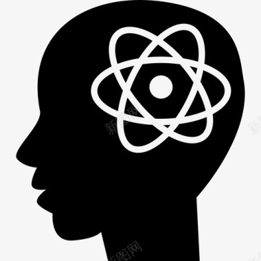 人类头脑中的原子符号科学图标图标