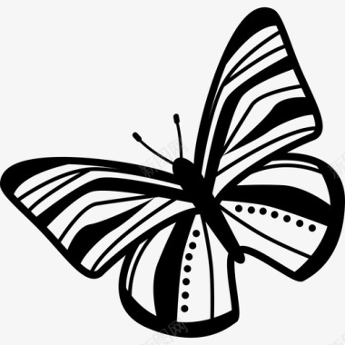 蝴蝶条纹翅膀俯视图向左旋转动物蝴蝶图标图标
