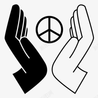 援助之手和平之手接受社区图标图标