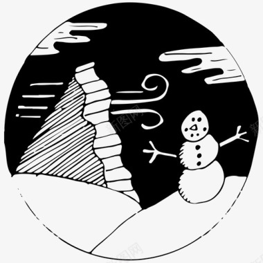 冬天的雪人冬天天气雪人图标图标