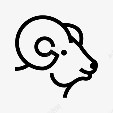山水墨画公羊动物婴儿图标图标
