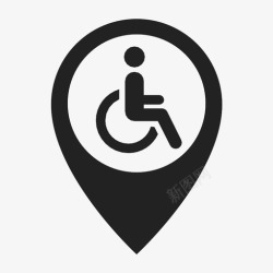 平面轮椅无障碍蓝卡靠近图标高清图片