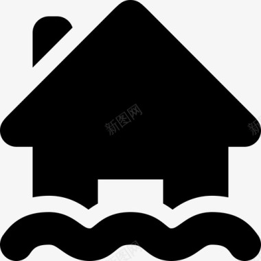 房屋洪水河流保护图标图标
