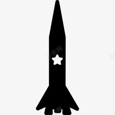 外太空运输用薄垂直星型火箭飞船图标图标