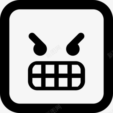 愤怒非常愤怒的表情符号方块脸界面情绪方块图标图标