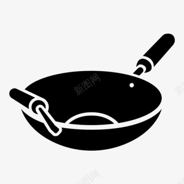 平底锅炒锅中式烹饪图标图标