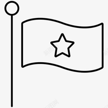 自由星旗代表旗杆图标图标
