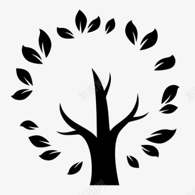 树可持续树荫图标图标