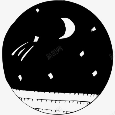 流星手绘月亮图标图标