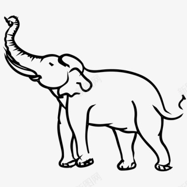 大象动物灰色图标图标