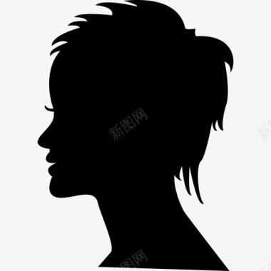 女性短发侧视女性头部轮廓人物发廊图标图标