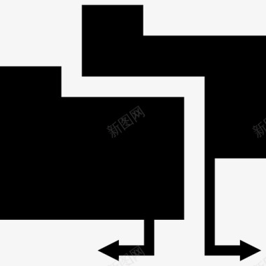 文件夹共享界面符号黑色文件夹箭头基本图标图标